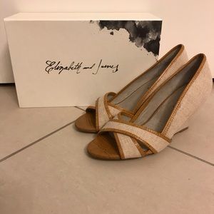 NEW elizabeth and james prim canvas wedges 7